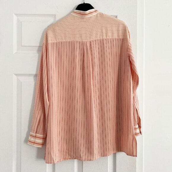 Loro Piana Pink Striped Silk Blouse, size 42. Fits like a size 6/8 - Picture 3 of 7